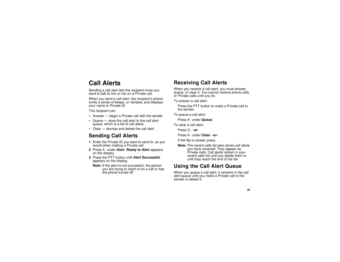 Motorola i760 manual Sending Call Alerts, Receiving Call Alerts, Using the Call Alert Queue 