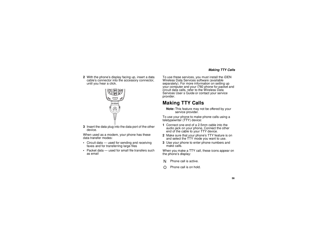 Motorola i760 manual Making TTY Calls 