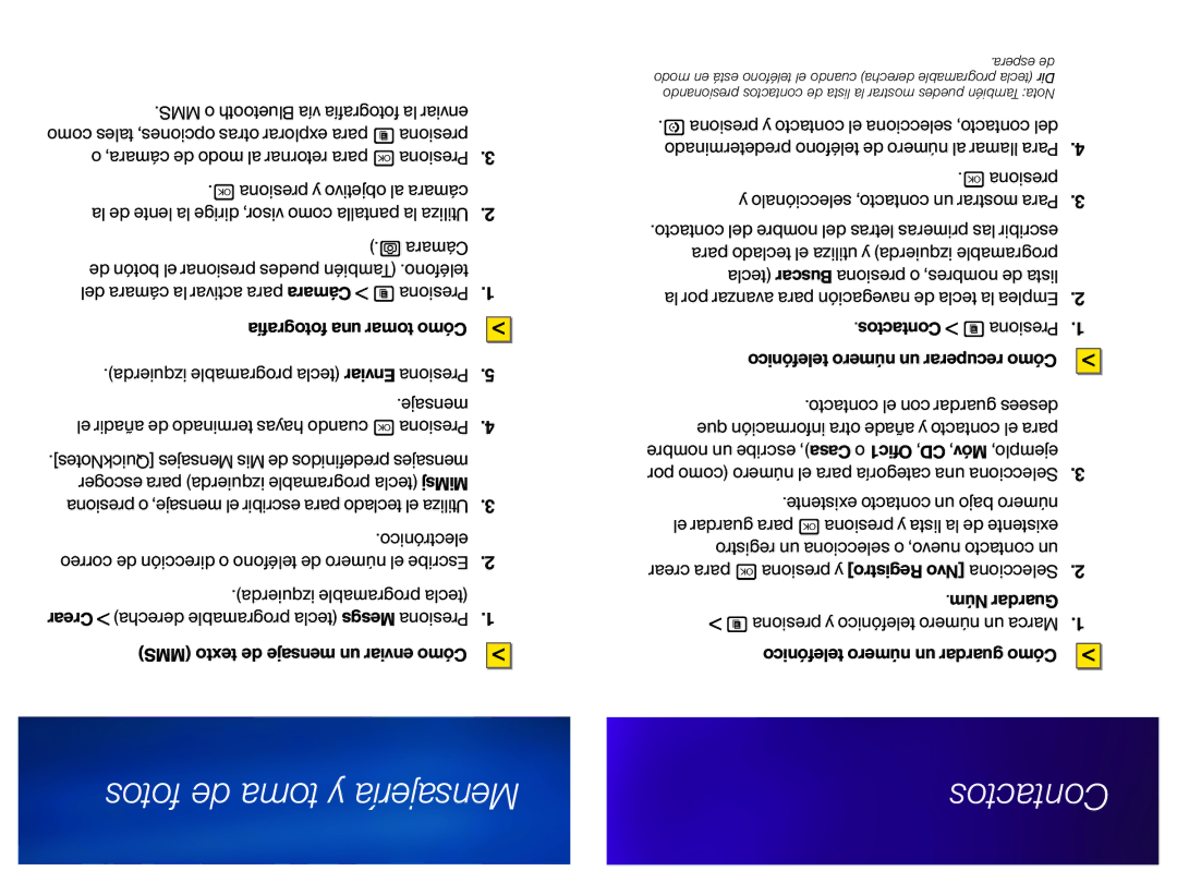 Motorola i776 manual Fotos de toma y Mensajería Contactos 