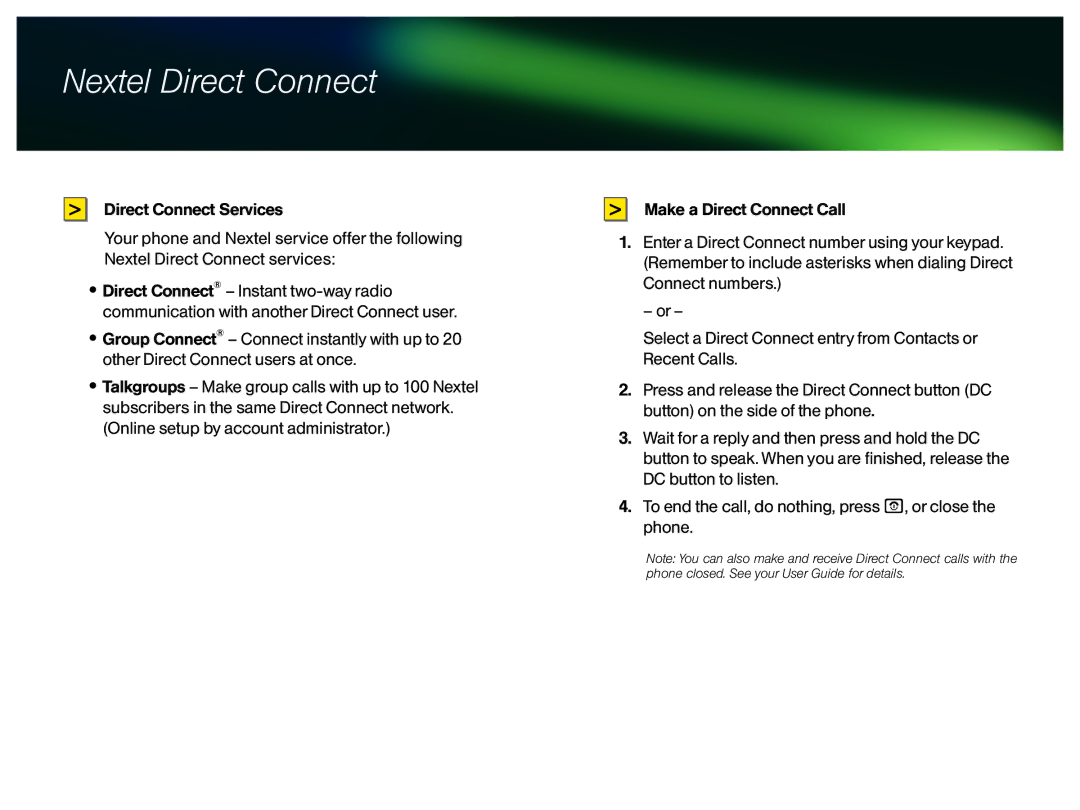 Motorola i776 manual Nextel Direct Connect 