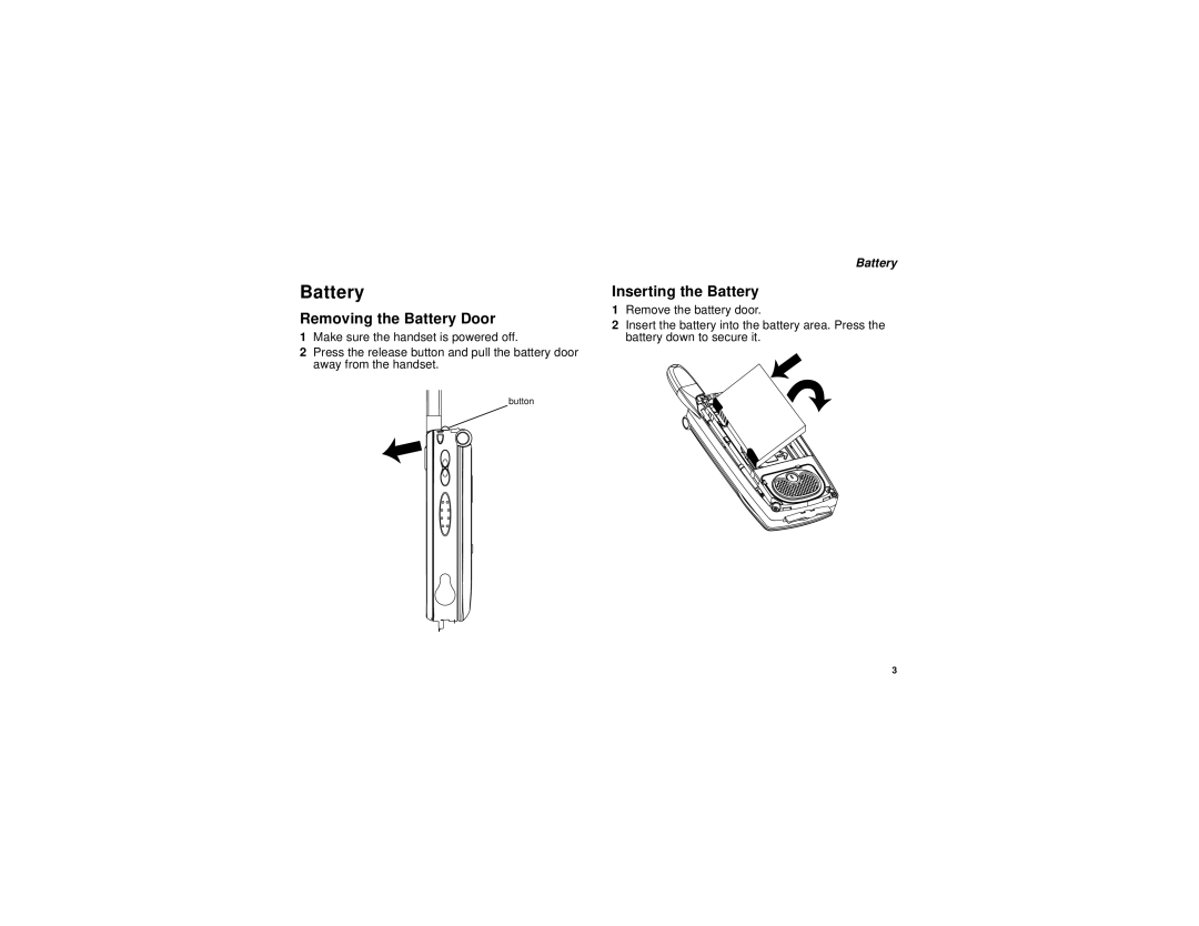 Motorola i830 manual Removing the Battery Door, Inserting the Battery 