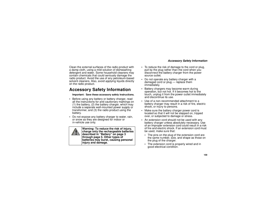 Motorola i830 manual Accessory Safety Information 