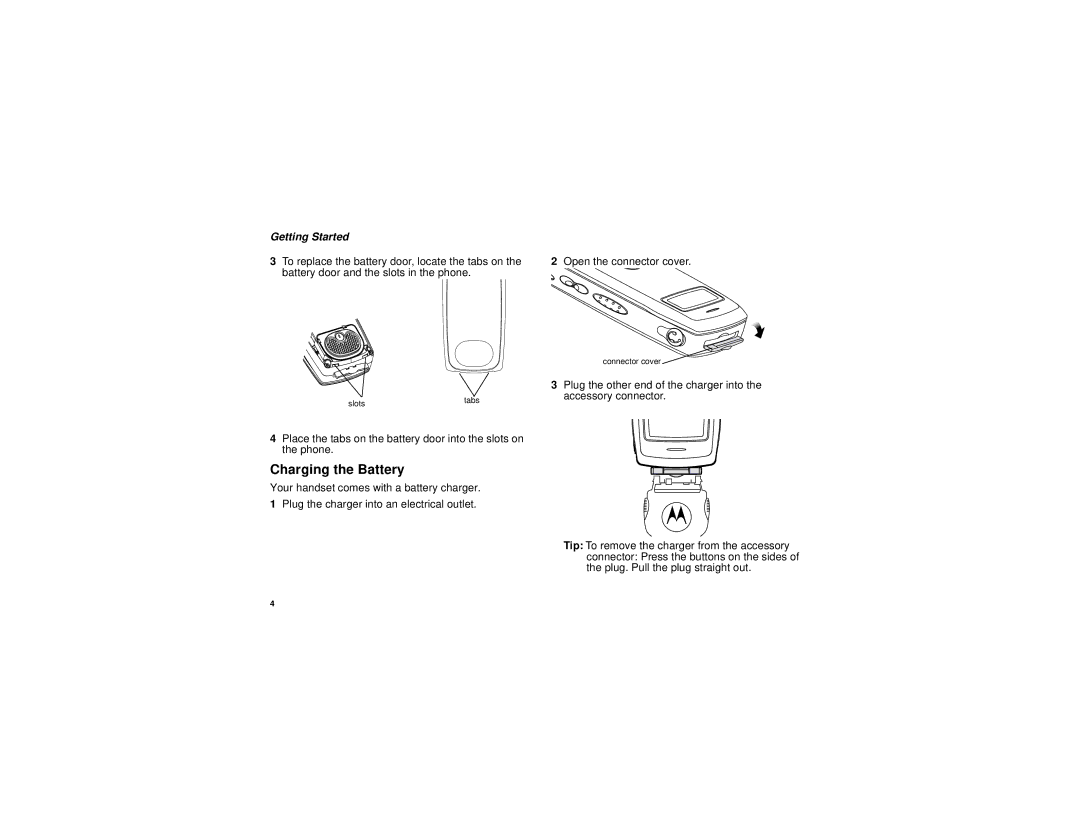 Motorola i830 manual Charging the Battery 