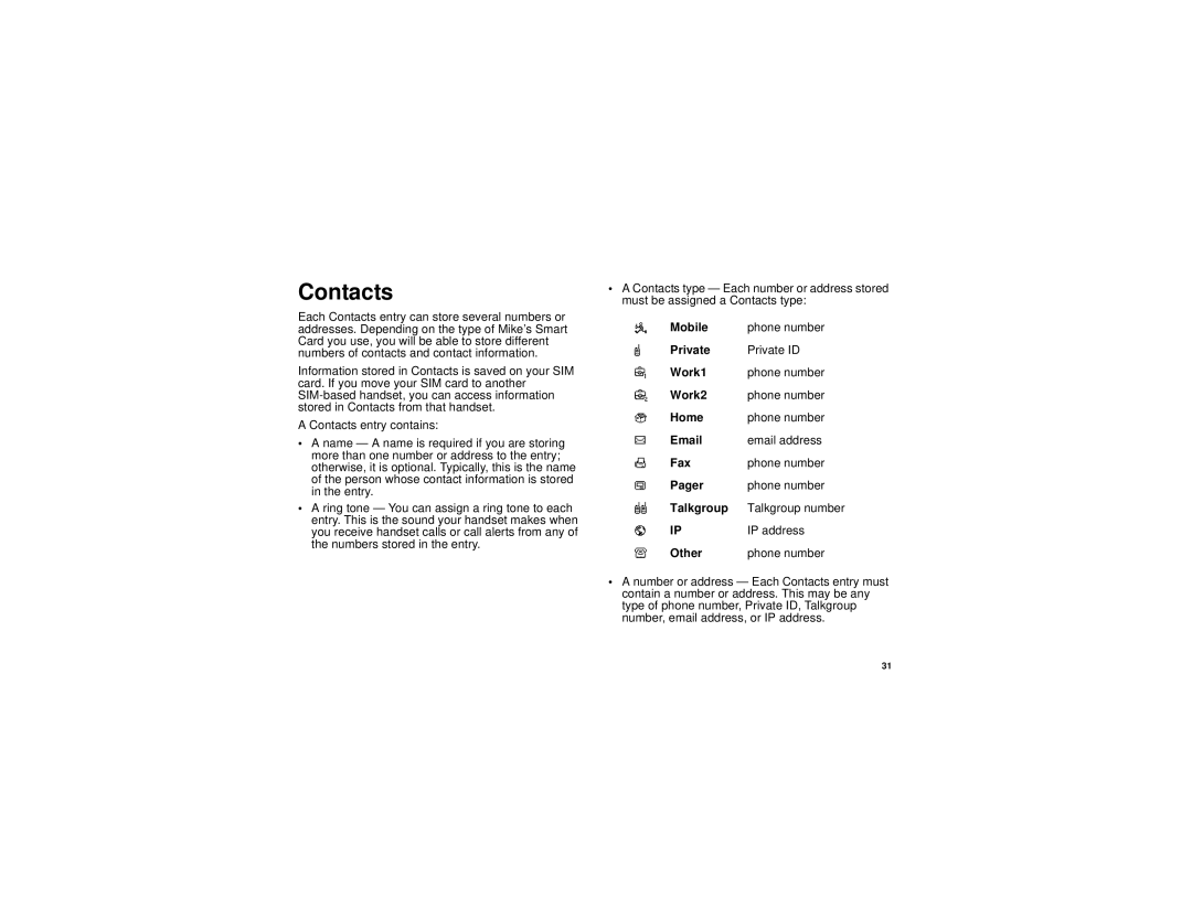 Motorola i830 manual Contacts 