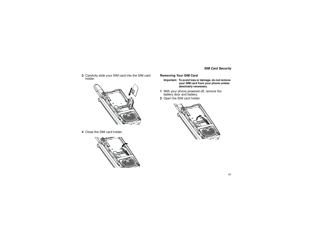 Motorola i830 manual Removing Your SIM Card 