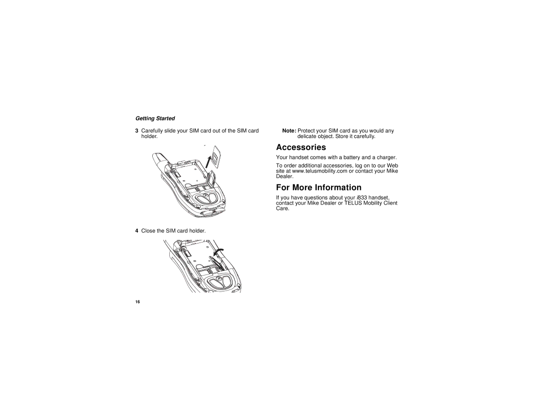 Motorola i833 manual Accessories, For More Information 