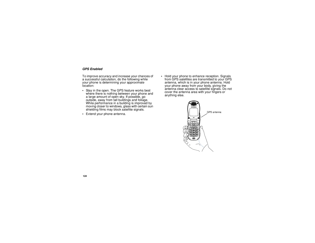 Motorola i836 manual Cover the antenna area with your fingers or 