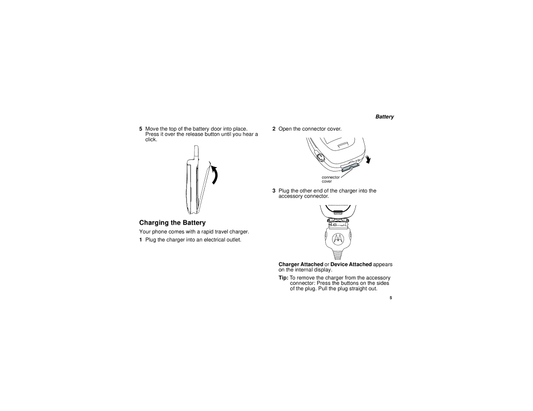 Motorola i836 manual Charging the Battery 