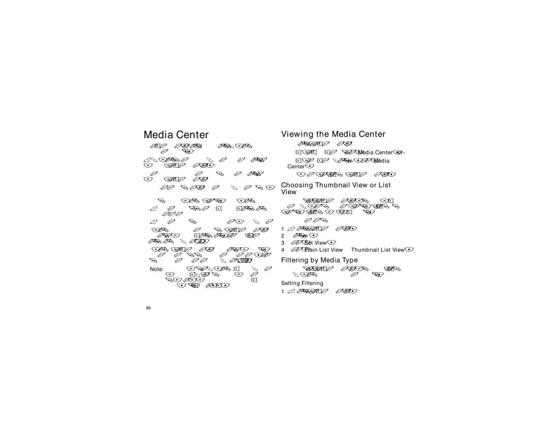 Motorola i855 manual Viewing the Media Center, Choosing Thumbnail View or List View, Filtering by Media Type 