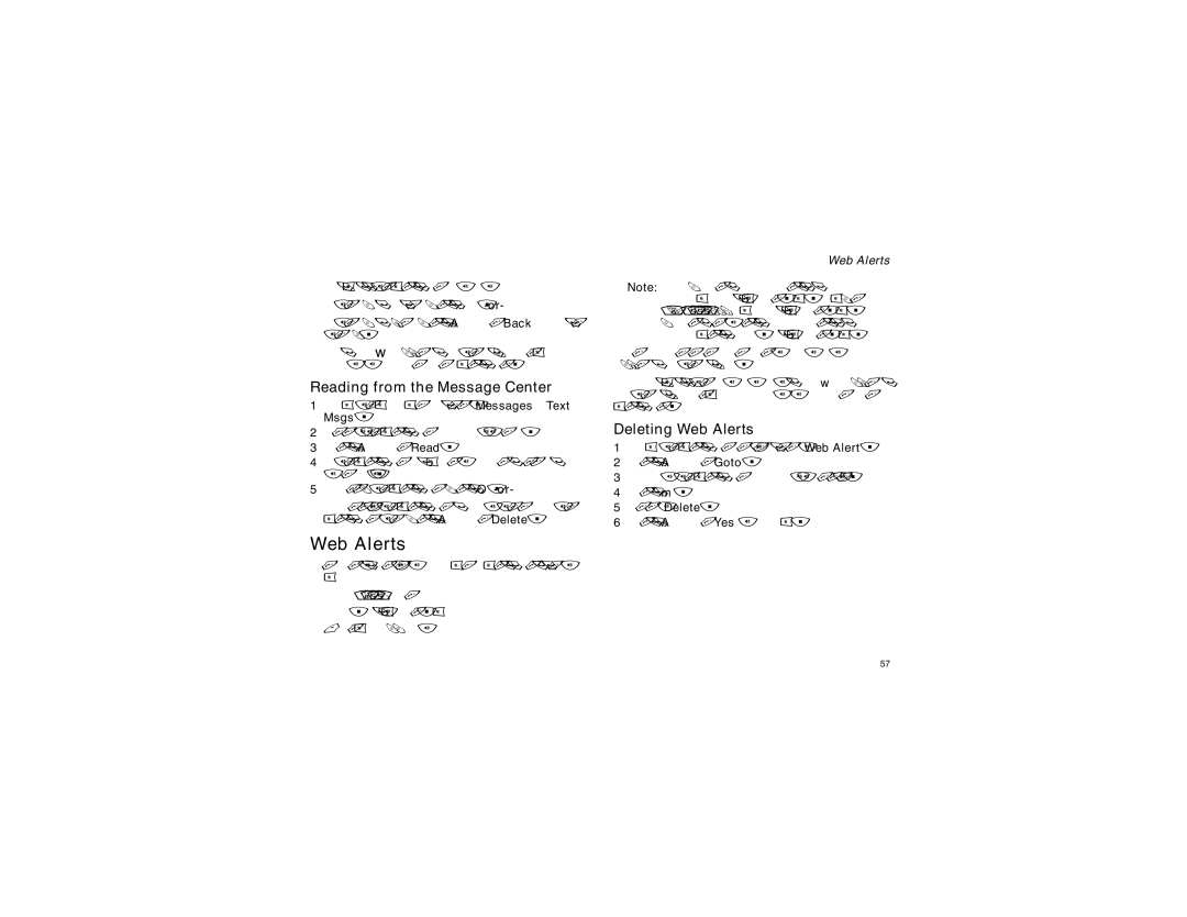 Motorola i855 manual Reading from the Message Center, Deleting Web Alerts 