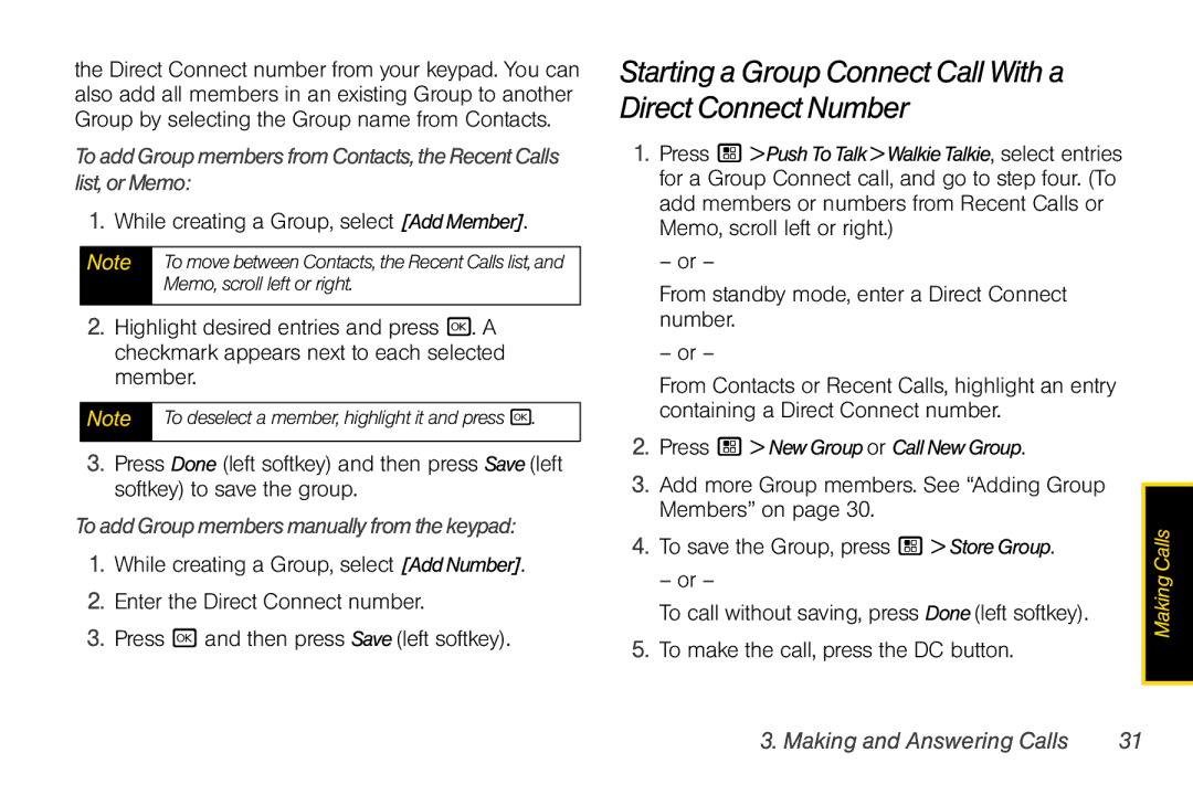 Motorola I856 Starting a Group Connect Call With a Direct Connect Number, ToaddGroupmembersmanuallyfromthekeypad 