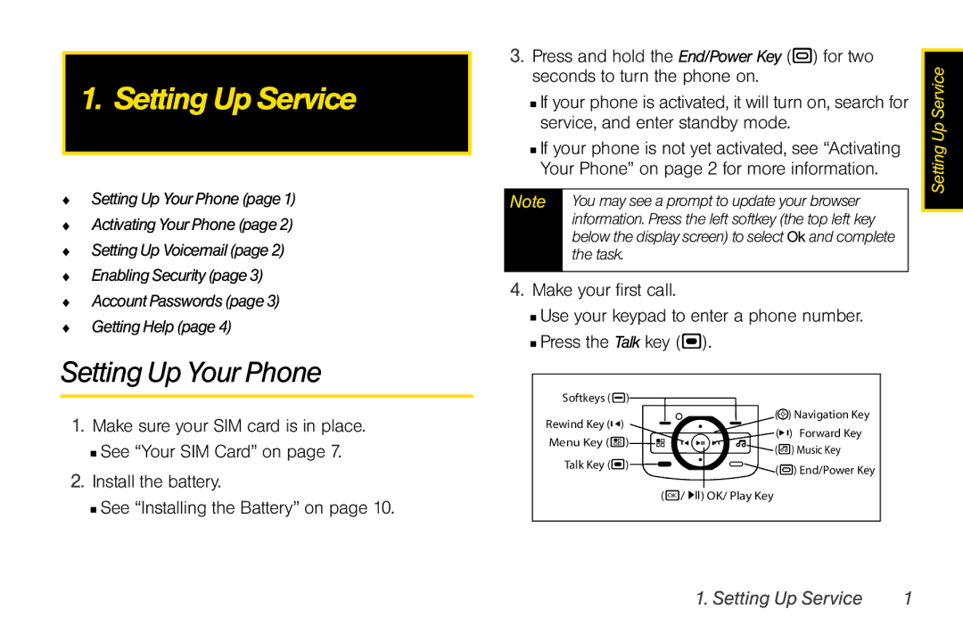 Motorola I856 manual Setting Up Service, Setting Up Your Phone 