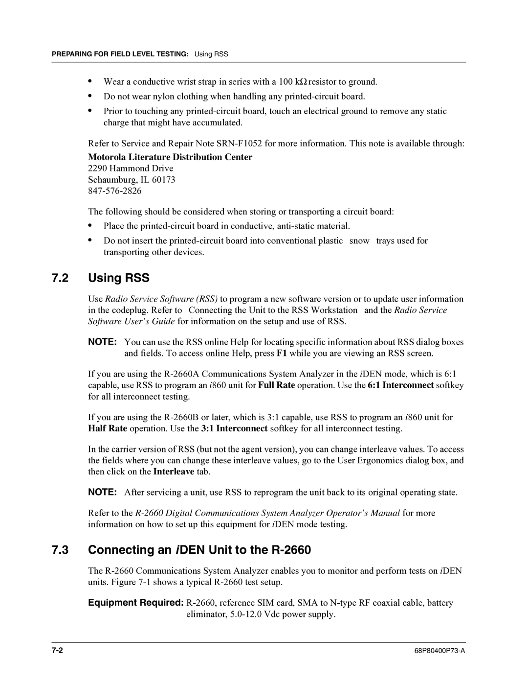 Motorola i860 manual Using RSS, Connecting an i DEN Unit to the R-2660 