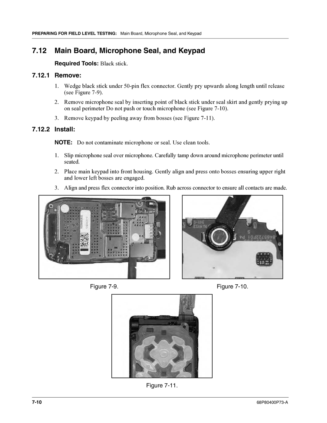 Motorola i860 manual Main Board, Microphone Seal, and Keypad 