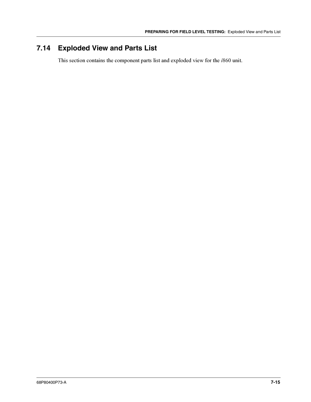 Motorola i860 manual Exploded View and Parts List 