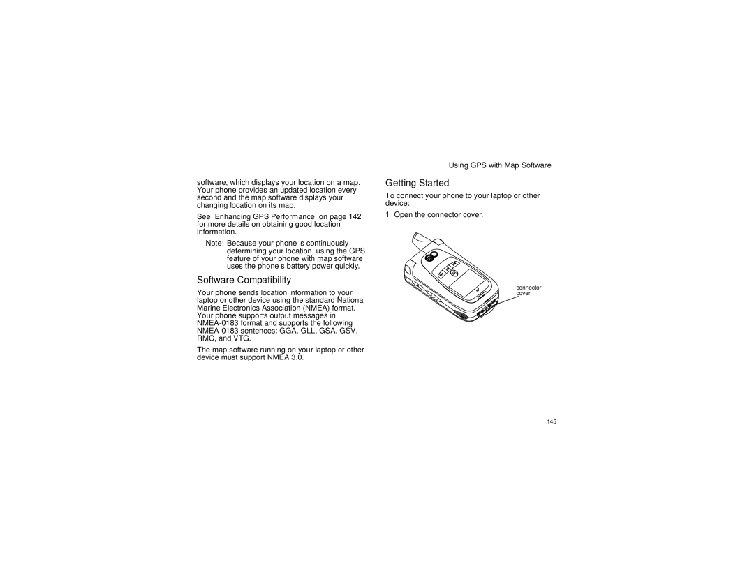 Motorola i870 manual Software Compatibility, Getting Started, Using GPS with Map Software 