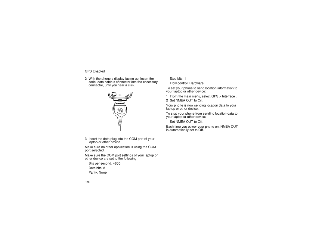 Motorola i870 manual Set Nmea OUT to On, Set Nmea OUT to Off 