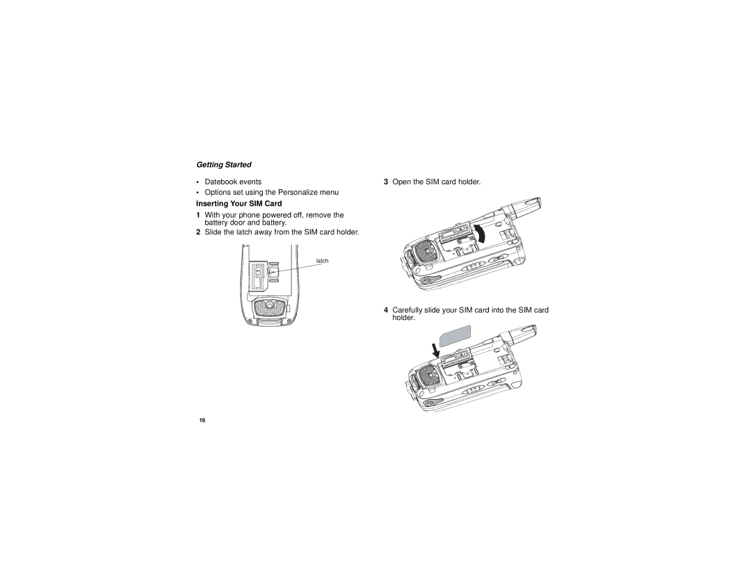 Motorola i870 manual Inserting Your SIM Card 