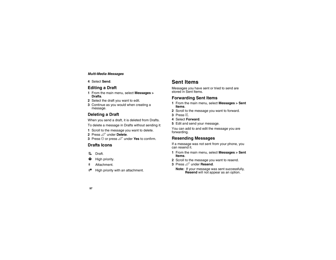 Motorola i875 manual Sent Items 