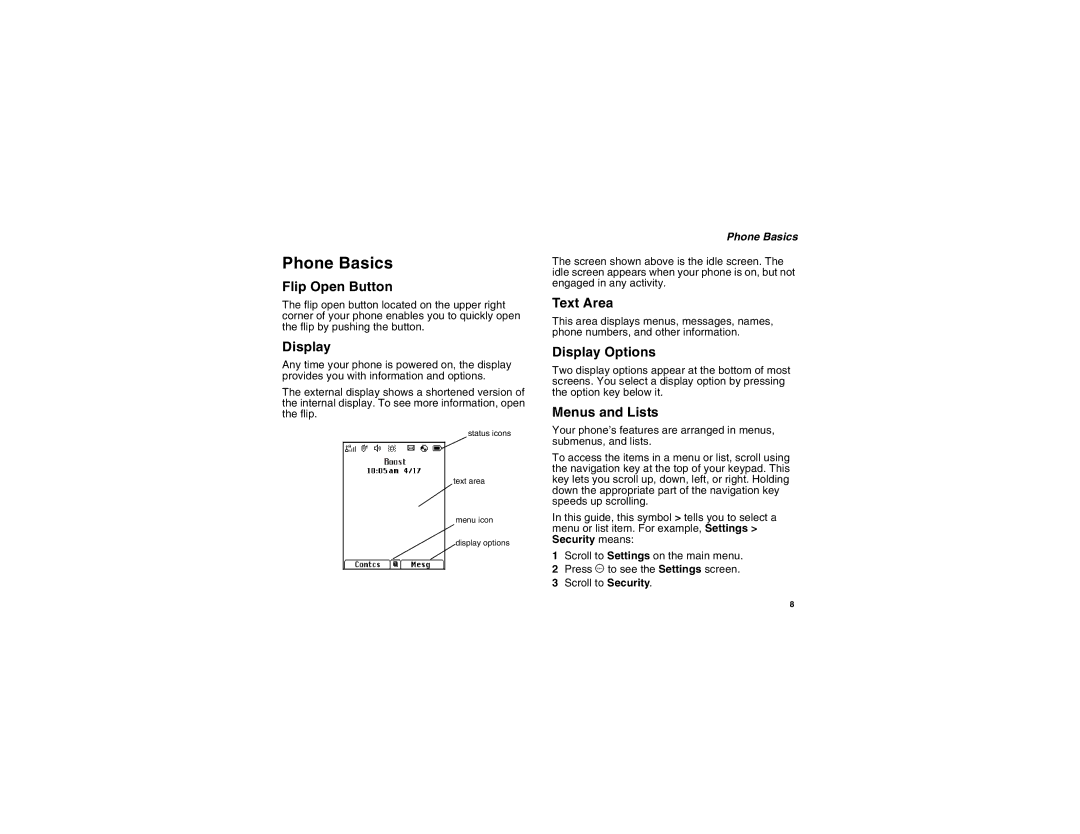 Motorola i875 manual Phone Basics 