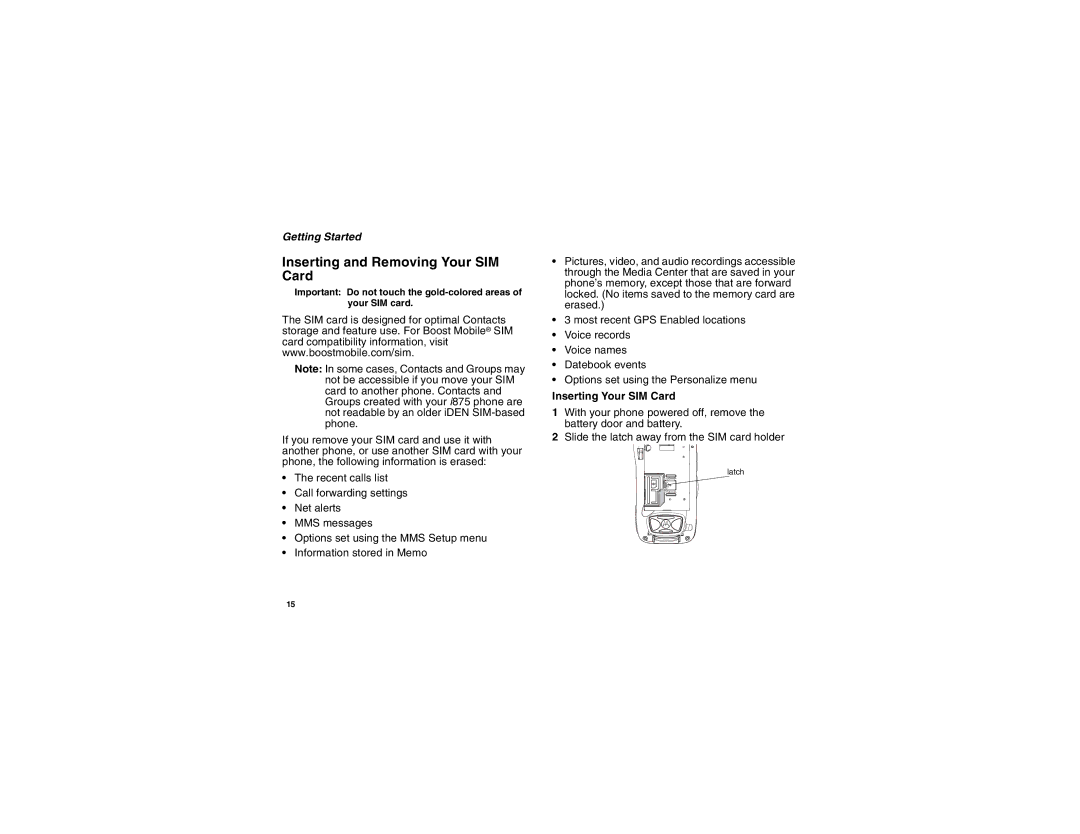 Motorola i875 manual Inserting and Removing Your SIM Card, Inserting Your SIM Card 