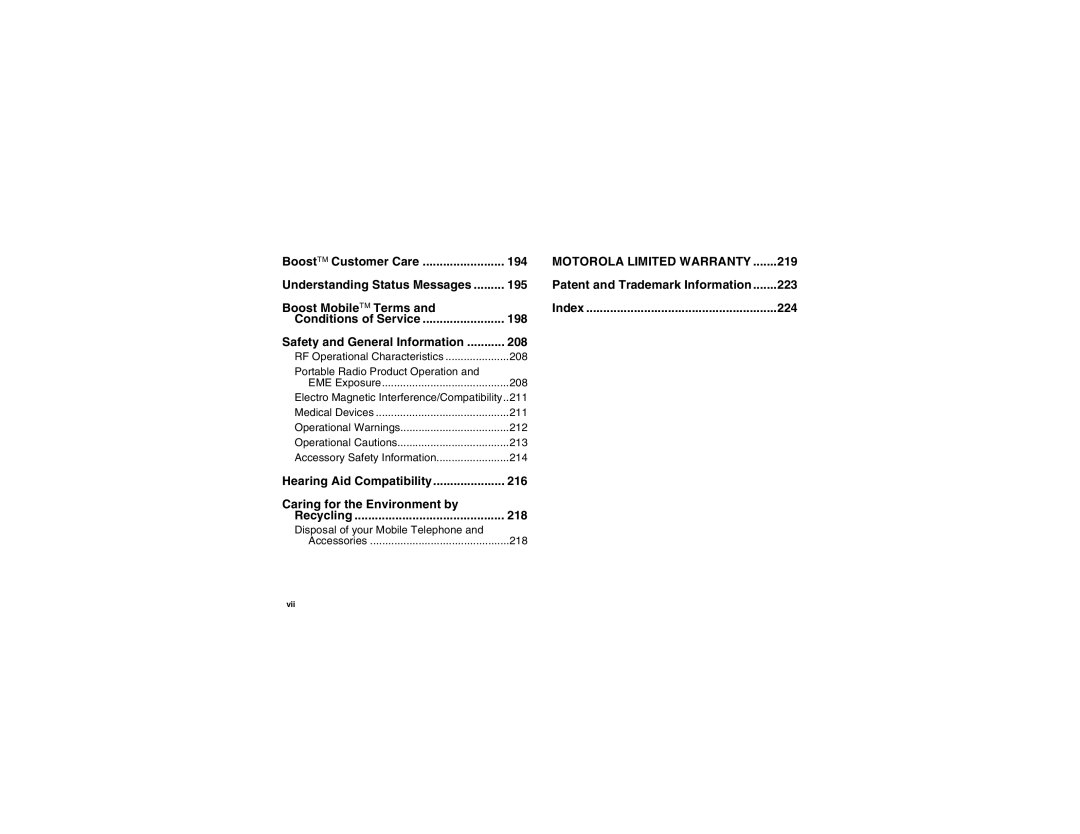 Motorola i875 manual 194, 219, 195, 223, 198, 224, 208, Portable Radio Product Operation, 211, 212, 213, 214, 216, 218 