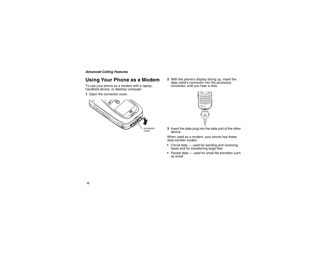 Motorola i875 manual Using Your Phone as a Modem 