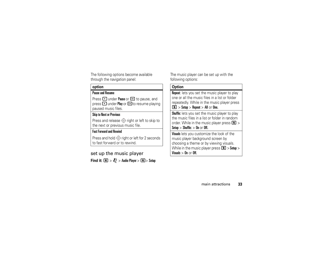 Motorola i877 manual Set up the music player 