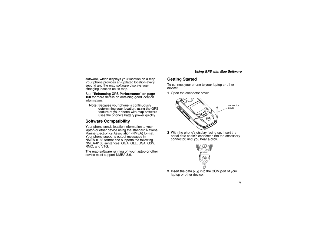 Motorola i880 manual Software Compatibility, Getting Started, Using GPS with Map Software 