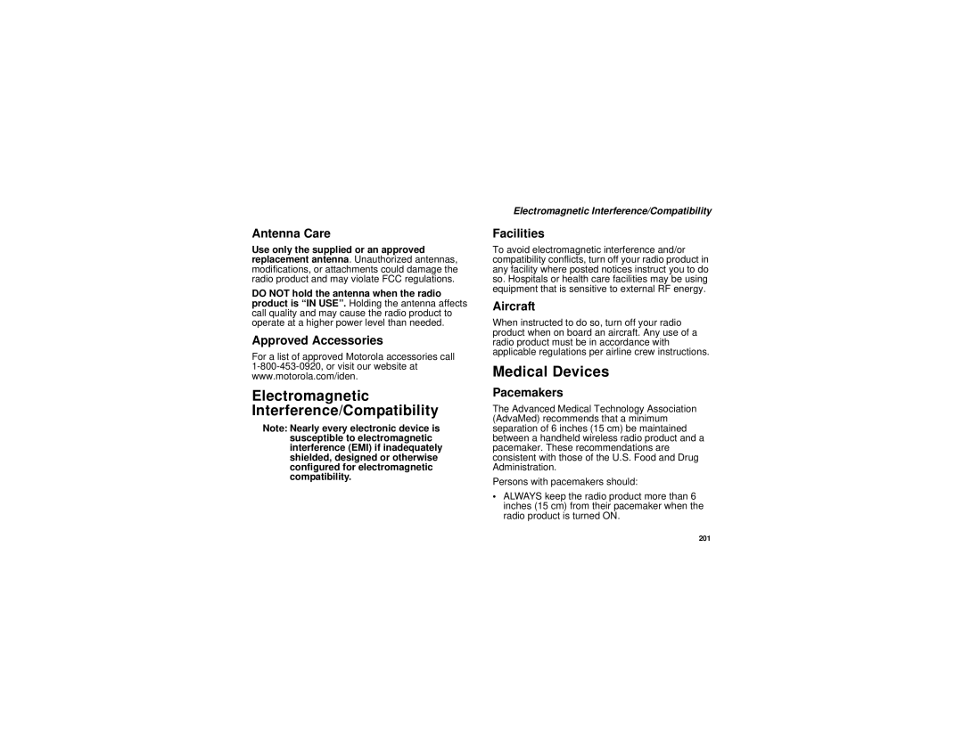 Motorola i880 manual Electromagnetic Interference/Compatibility, Medical Devices 