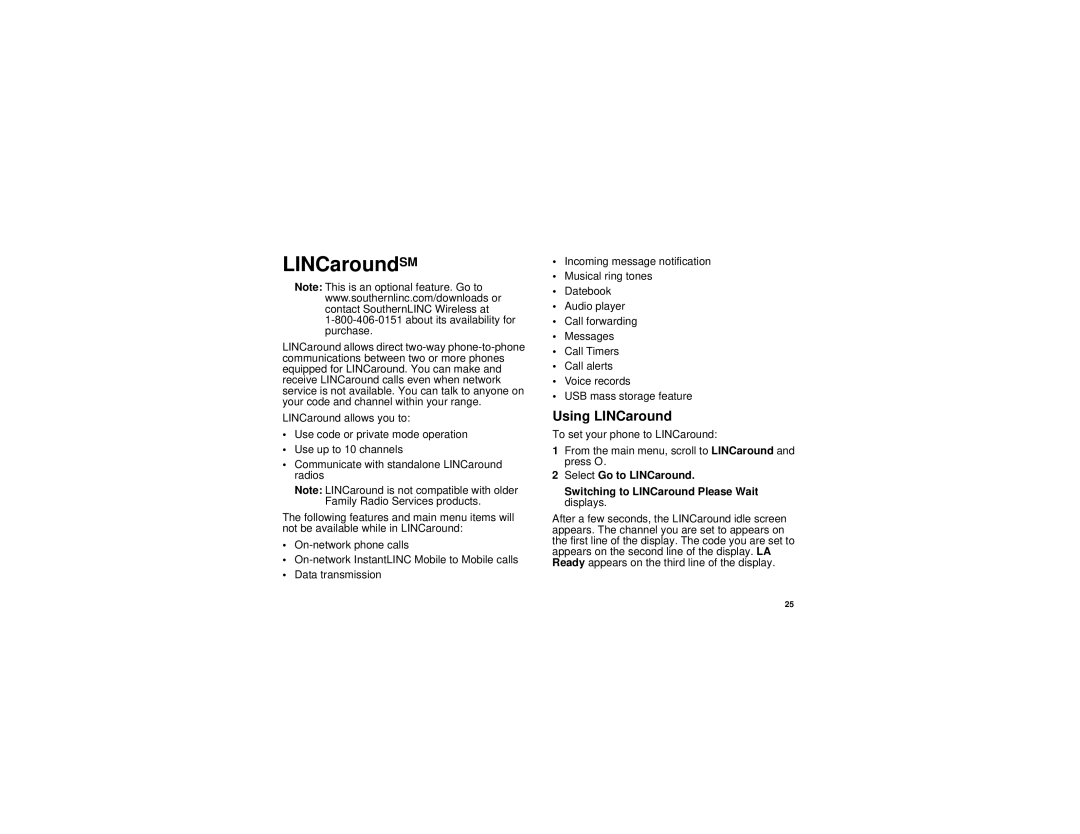 Motorola i880 manual LINCaroundSM, Using LINCaround 