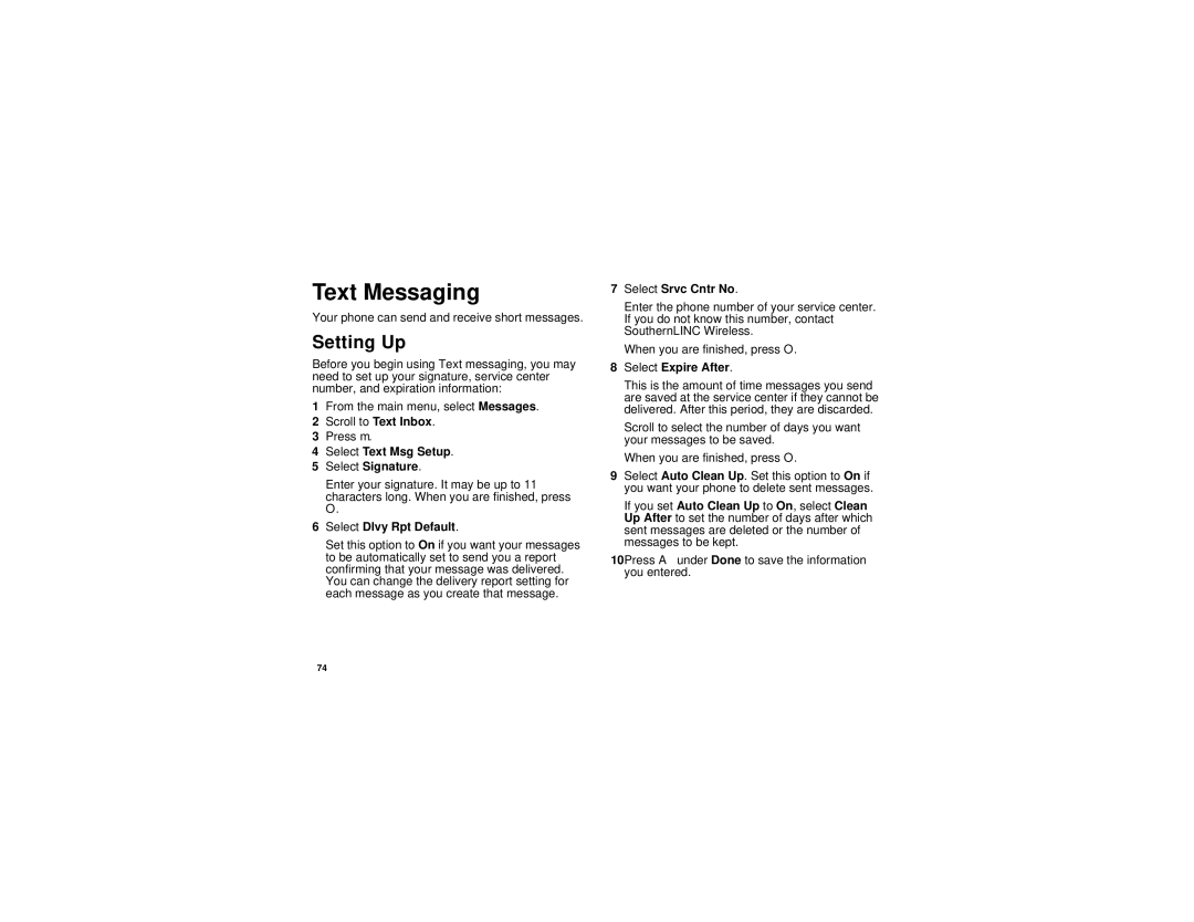 Motorola i880 manual Text Messaging, Setting Up 