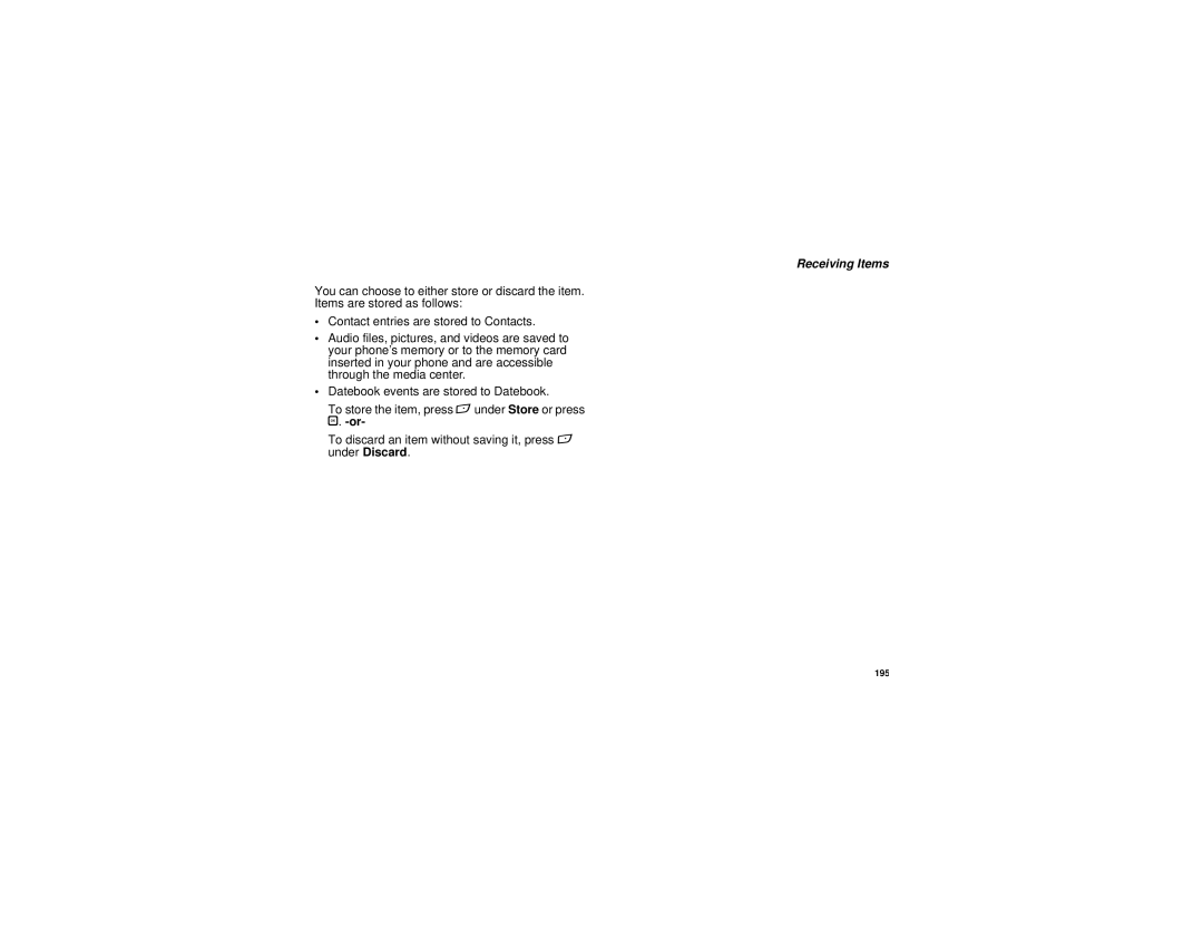 Motorola i880 manual Receiving Items 