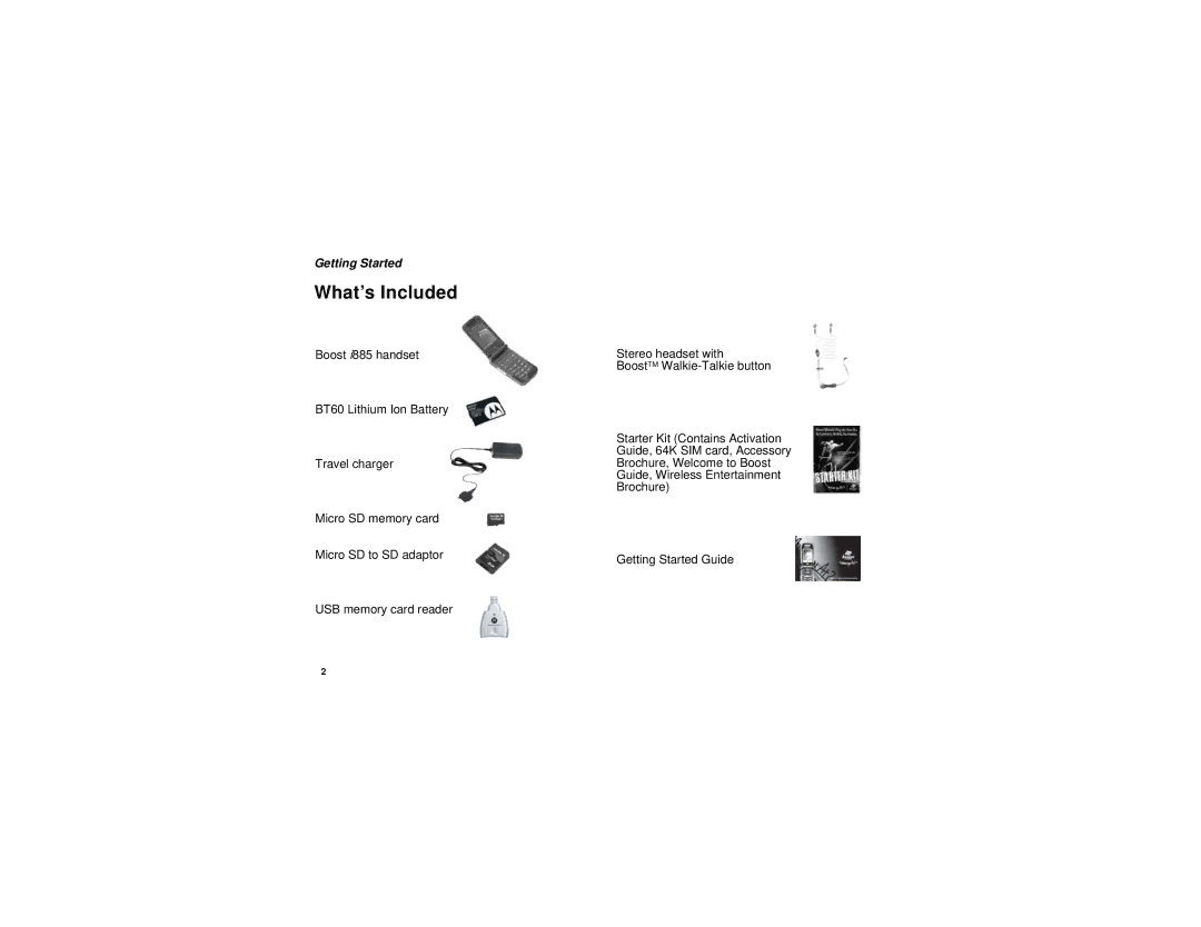 Motorola i885 manual What’s Included, Getting Started 