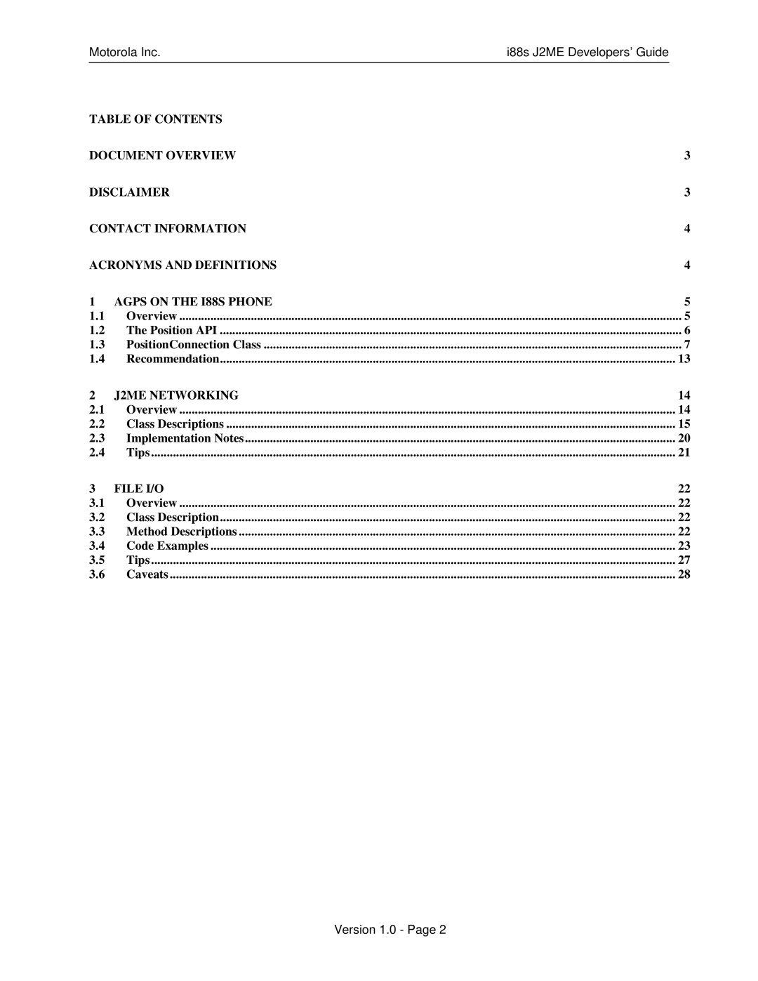 Motorola i88s manual J2ME Networking 