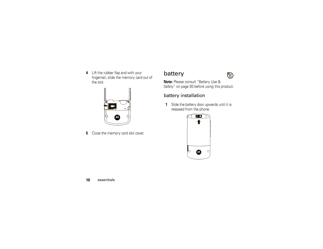 Motorola I890 manual Battery installation 