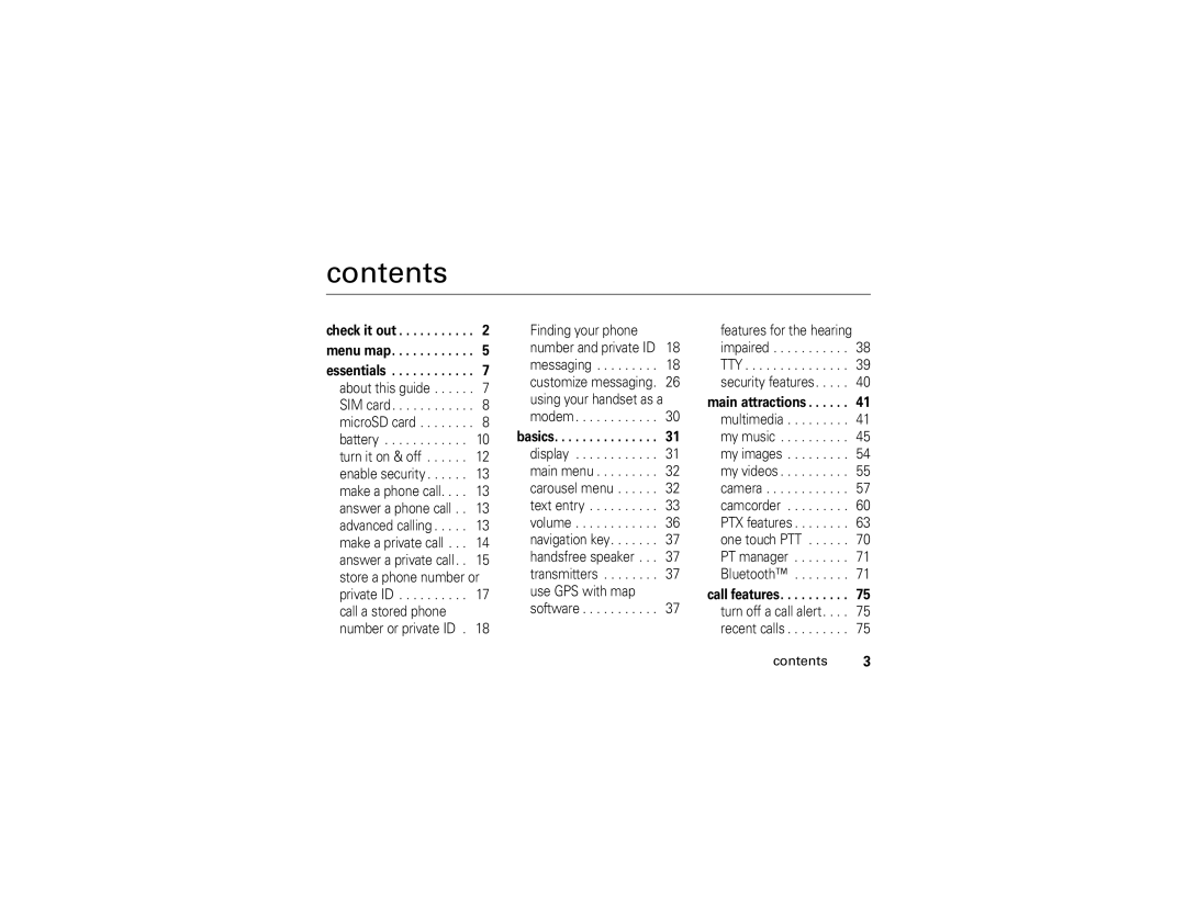 Motorola I890 manual Contents 