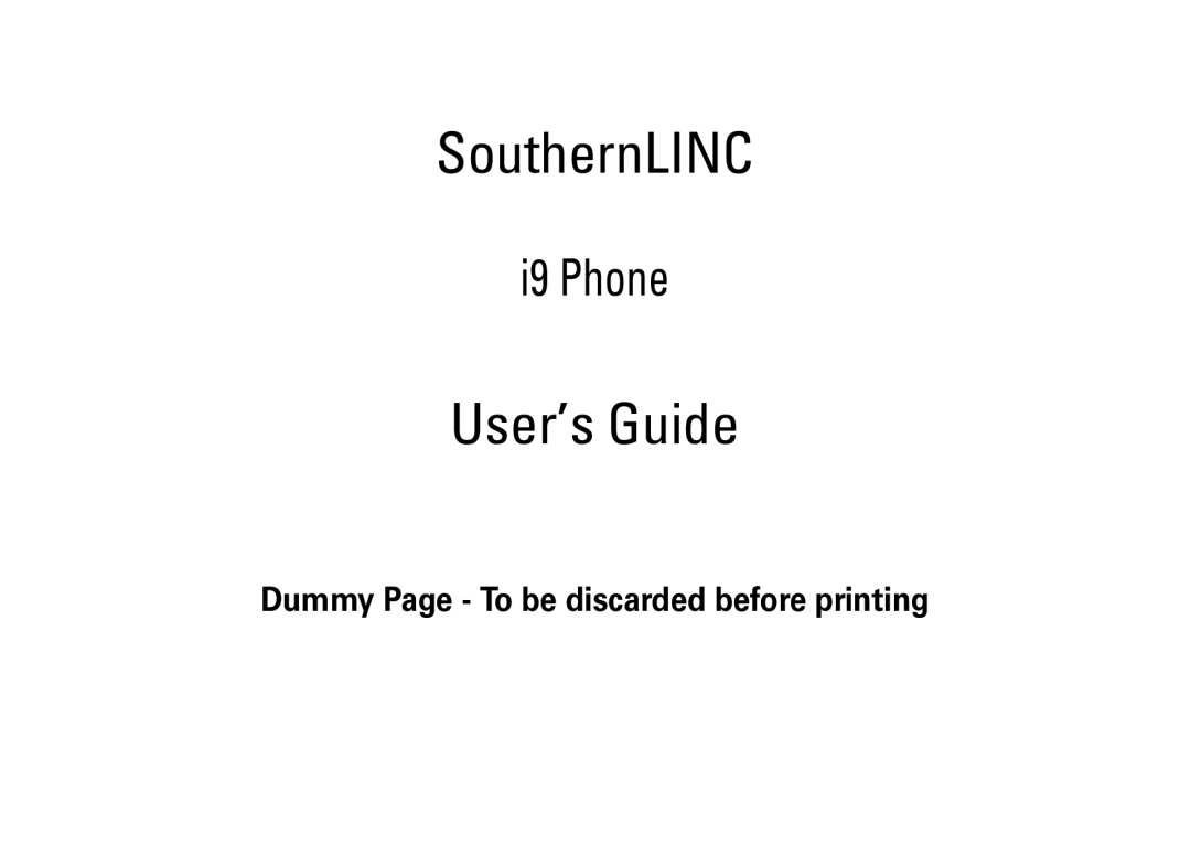 Motorola i9 manual SouthernLINC, User’s Guide 