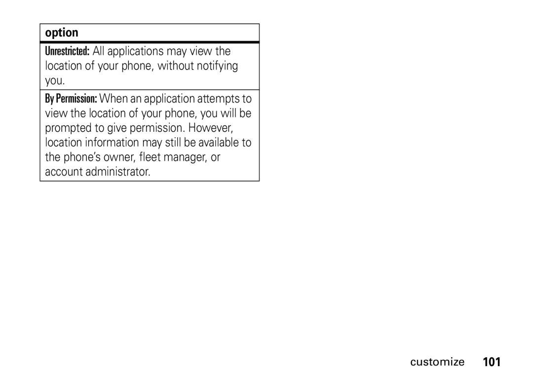 Motorola i9 manual Option 