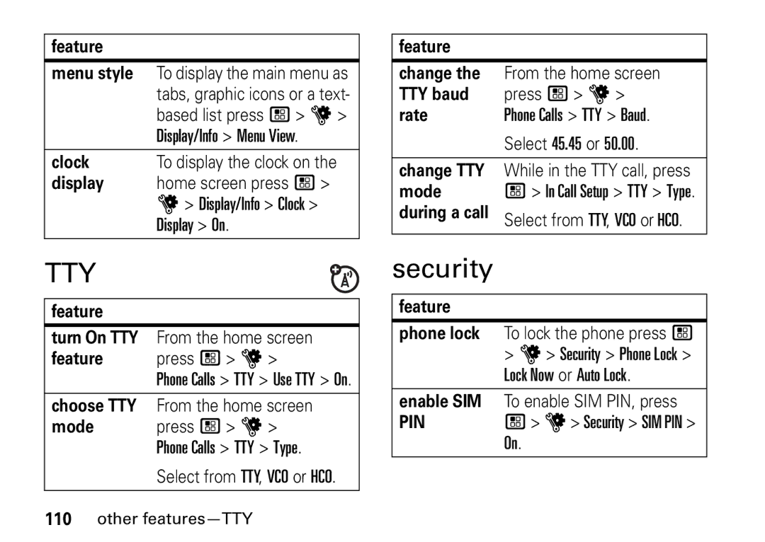 Motorola i9 manual Security 