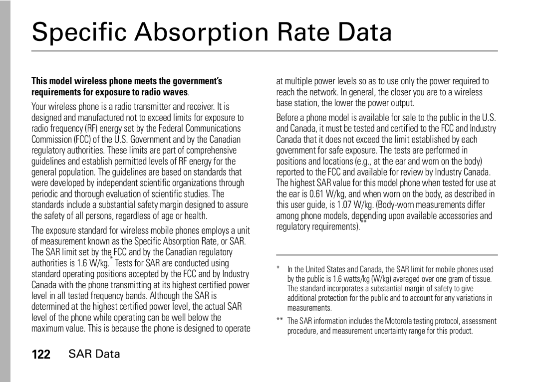 Motorola i9 manual Specific Absorption Rate Data, SAR Data 