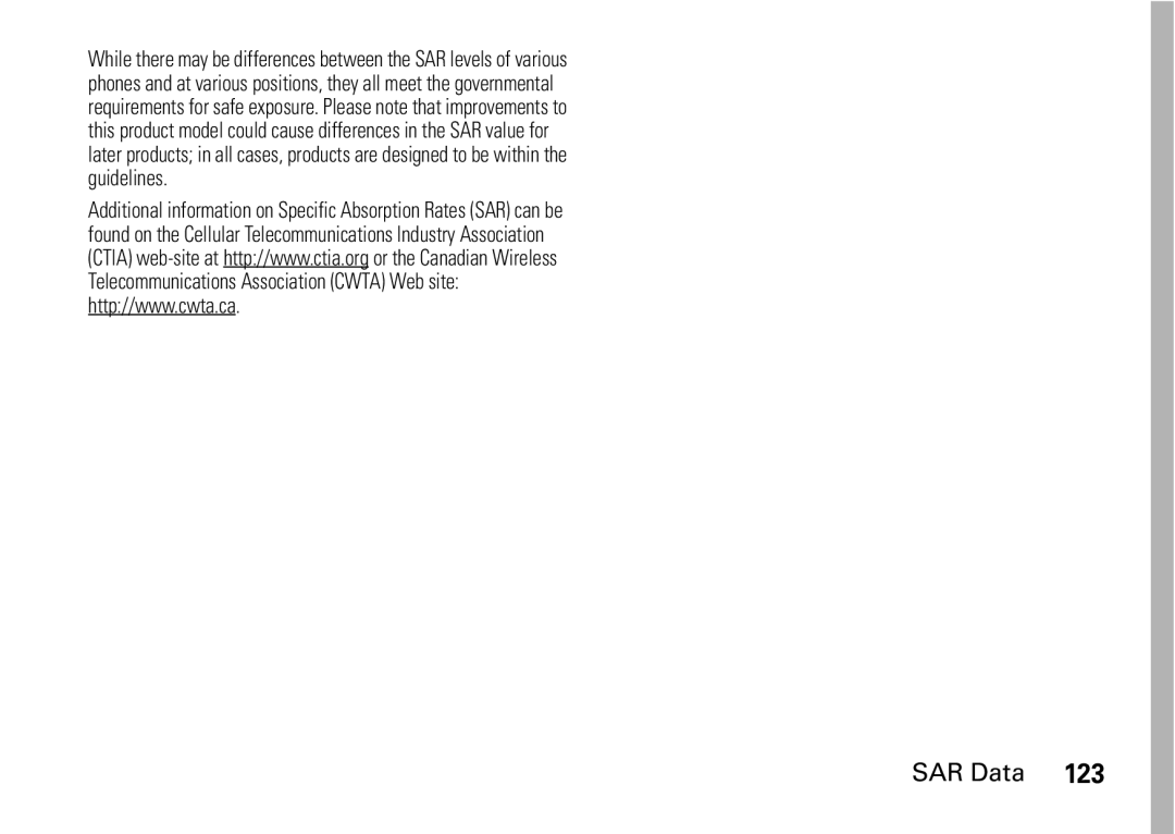 Motorola i9 manual SAR Data 