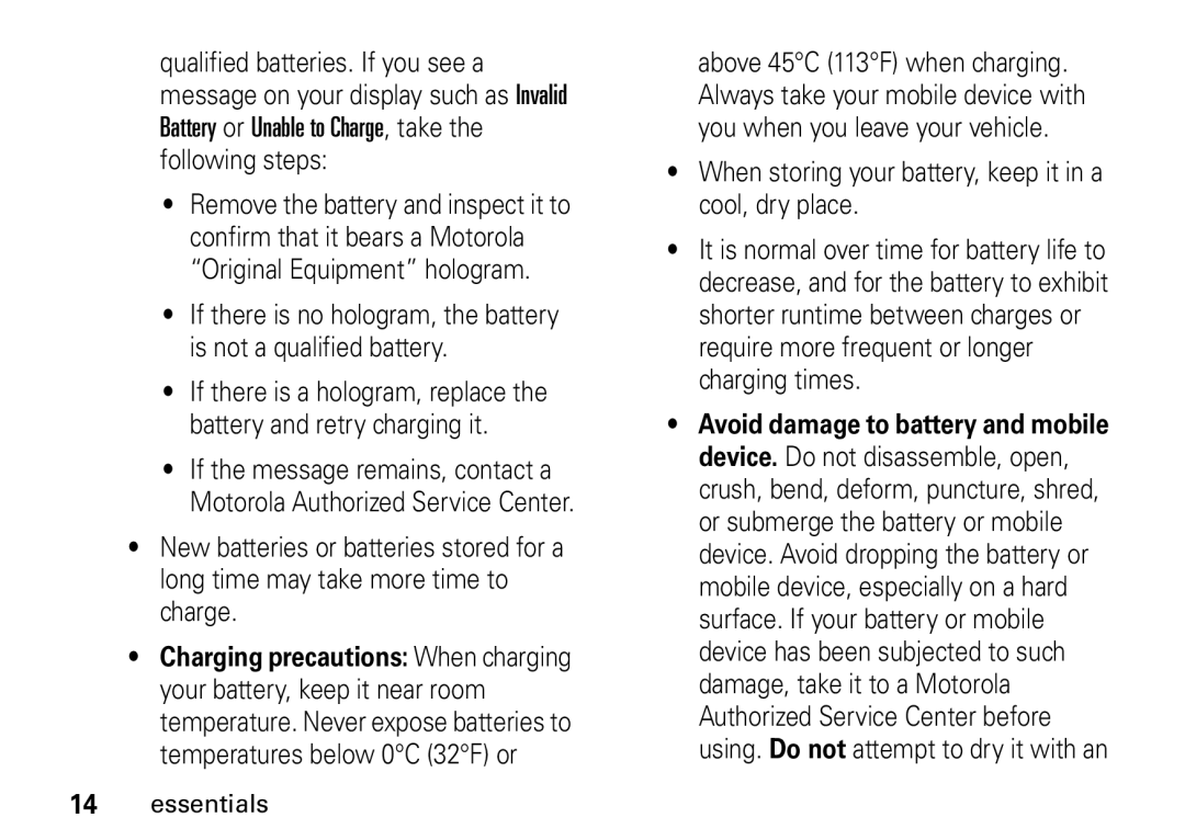 Motorola i9 manual Essentials 