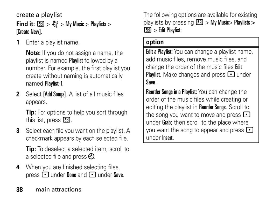 Motorola i9 manual Edit Playlist 