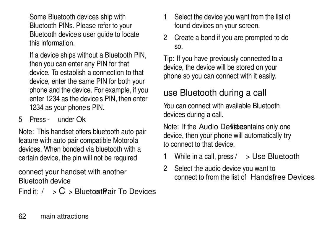 Motorola i9 manual Use Bluetooth during a call 