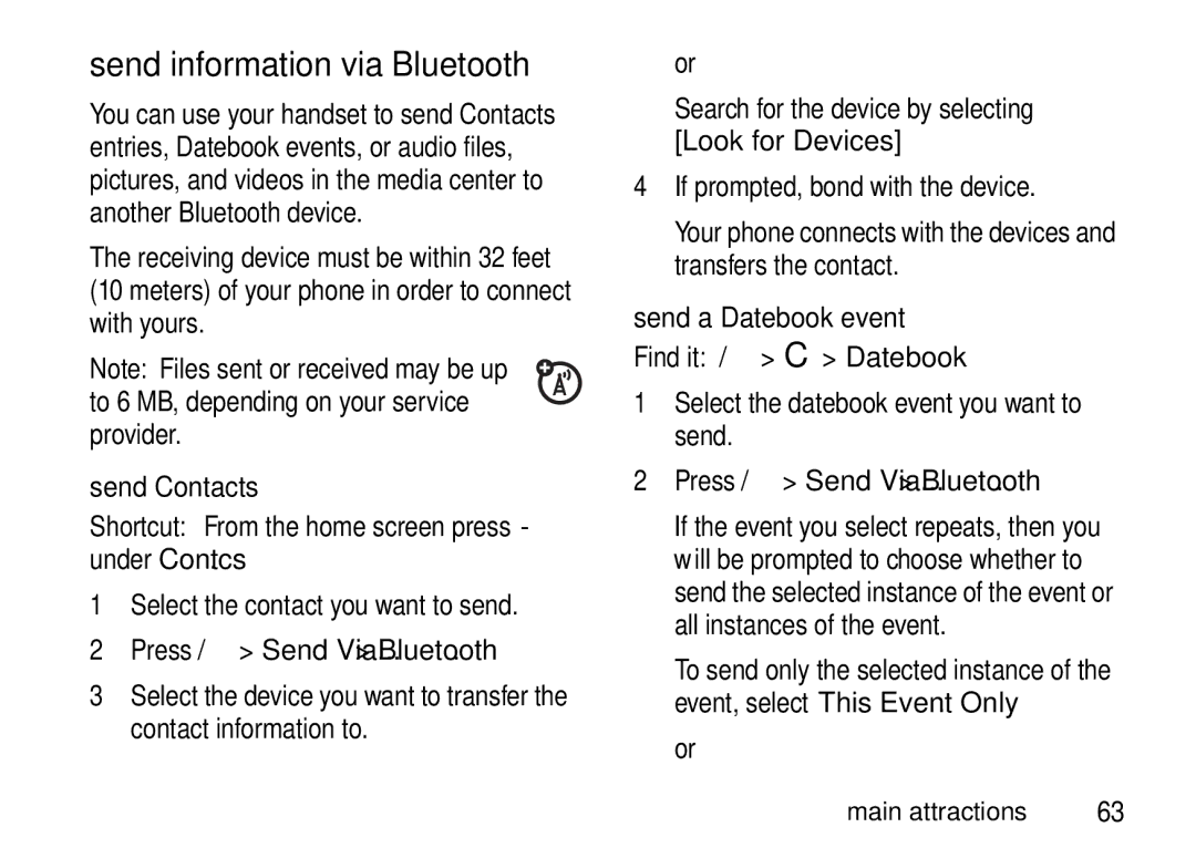 Motorola i9 manual Send information via Bluetooth 