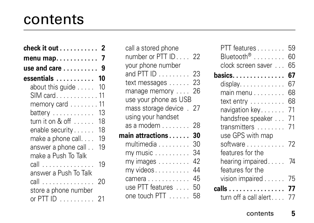 Motorola i9 manual Contents 