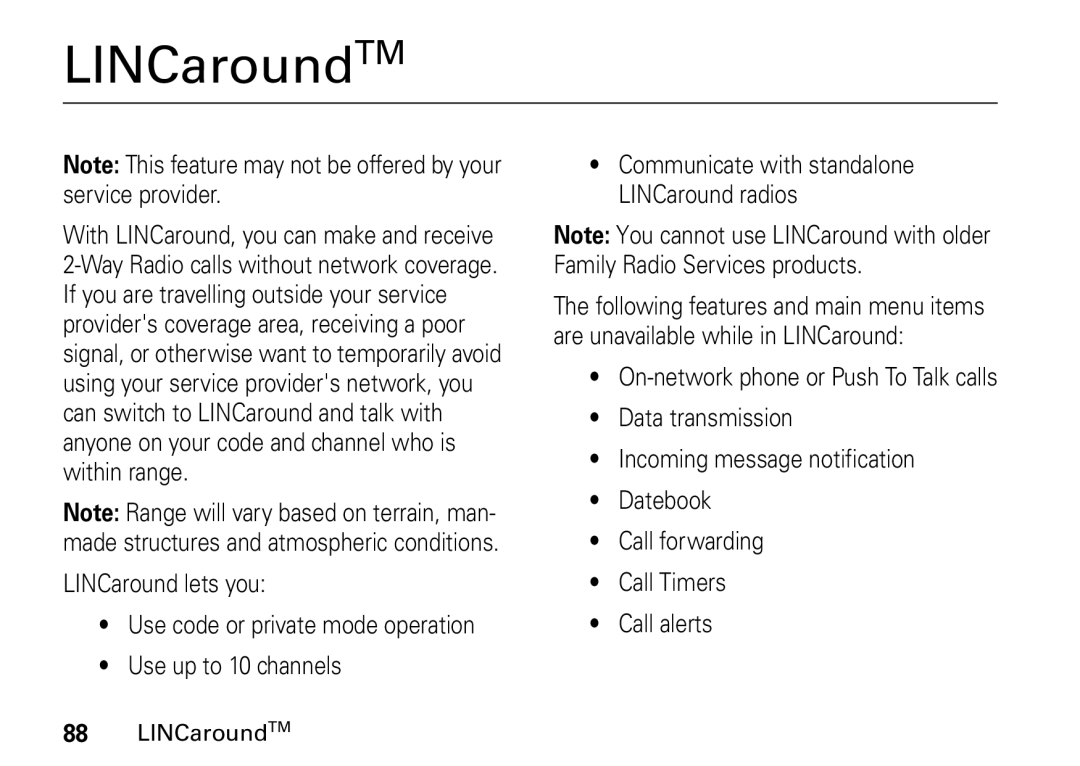 Motorola i9 manual LINCaroundTM 