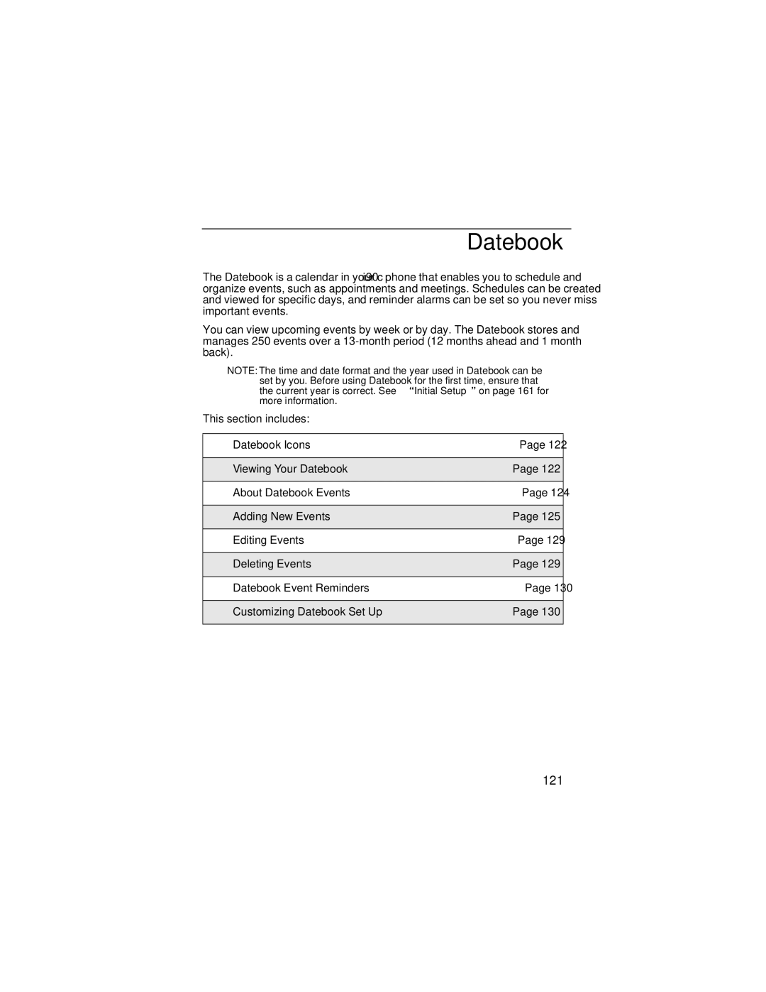 Motorola i90c manual Datebook, 121 