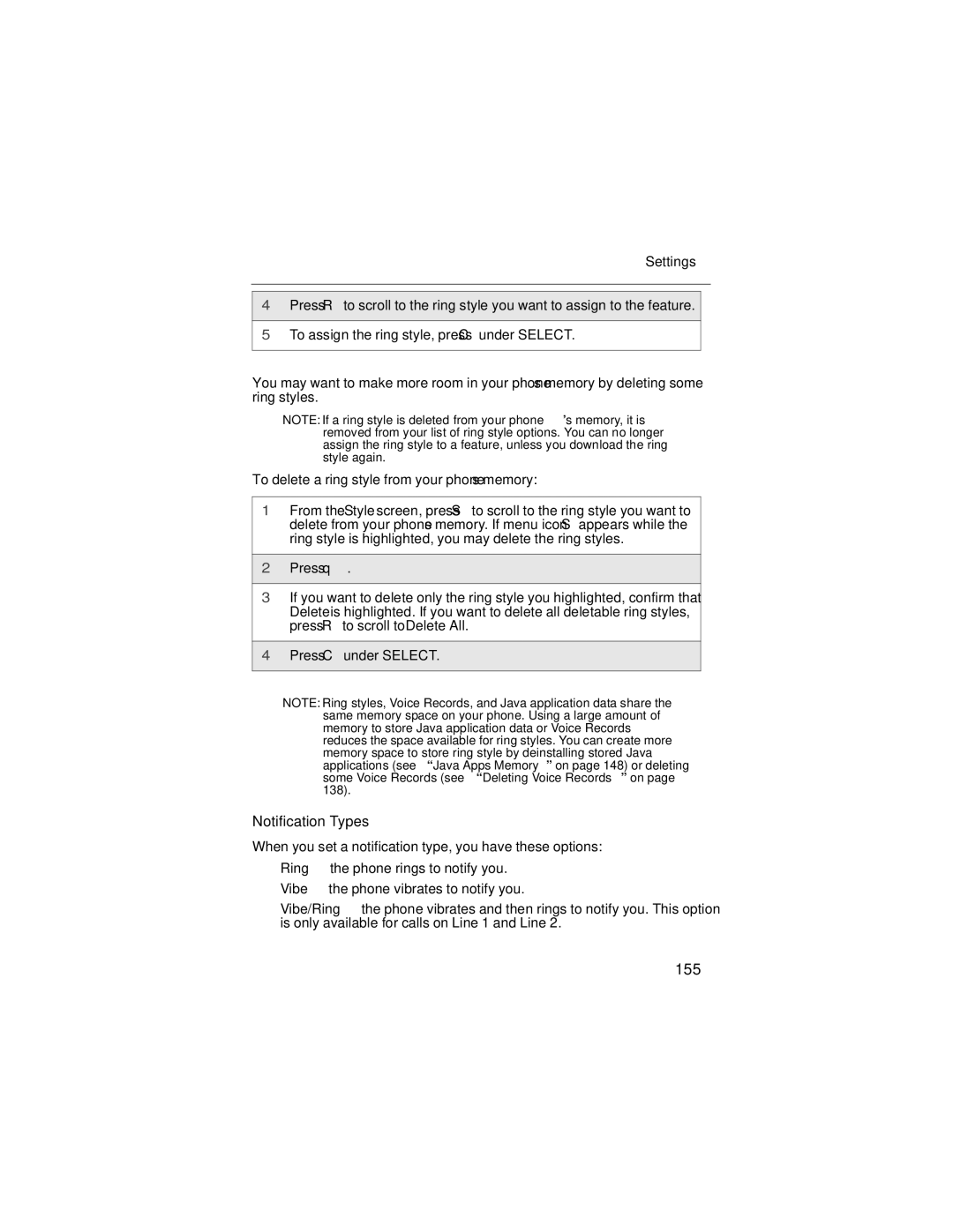 Motorola i90c manual 155, Notification Types 